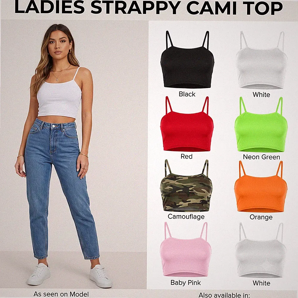 Damen ungepolstert Cami Crop Top nahtlos Camisole Träger weich Stretch Bralette