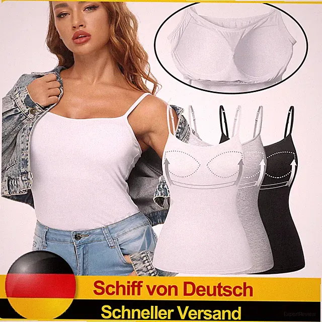 Damen Unterhemd BH-Hemd Basic Eingebauter BH Bügelloser Gepolstert Tank Tops DE