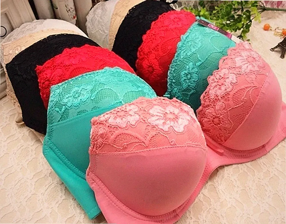 Damen Unterwäsche Sexy Spitze Blumen Gepolsterte BH Multiway Push Up BH