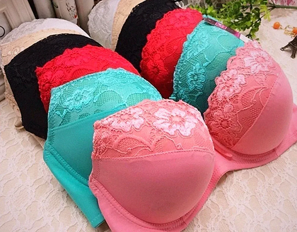 Damen UnterwäscheTrägerlos Push Up BH Sexy Spitze Floral Gepolsterte Multiway BH