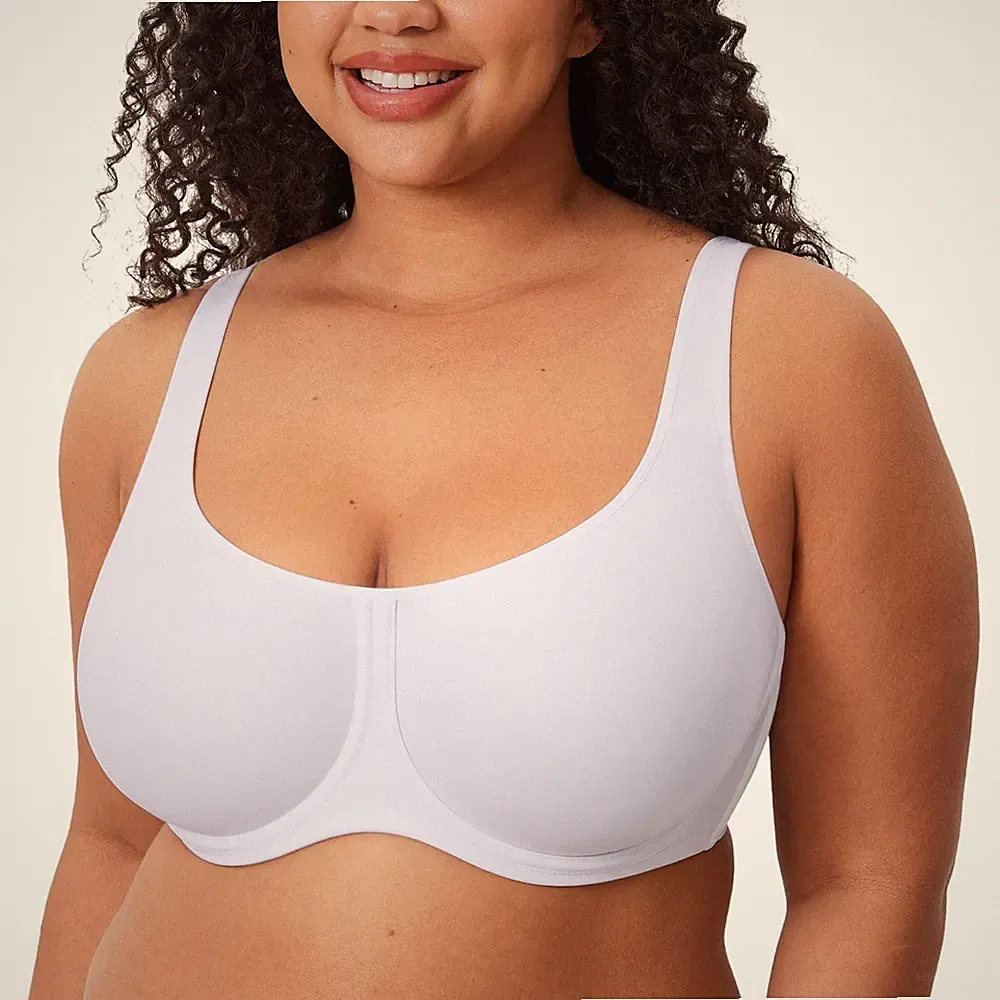 Damen Voller Bedeckung Bügel BH Große Größen Soft Ungefütterter Tshirt BH Wei...
