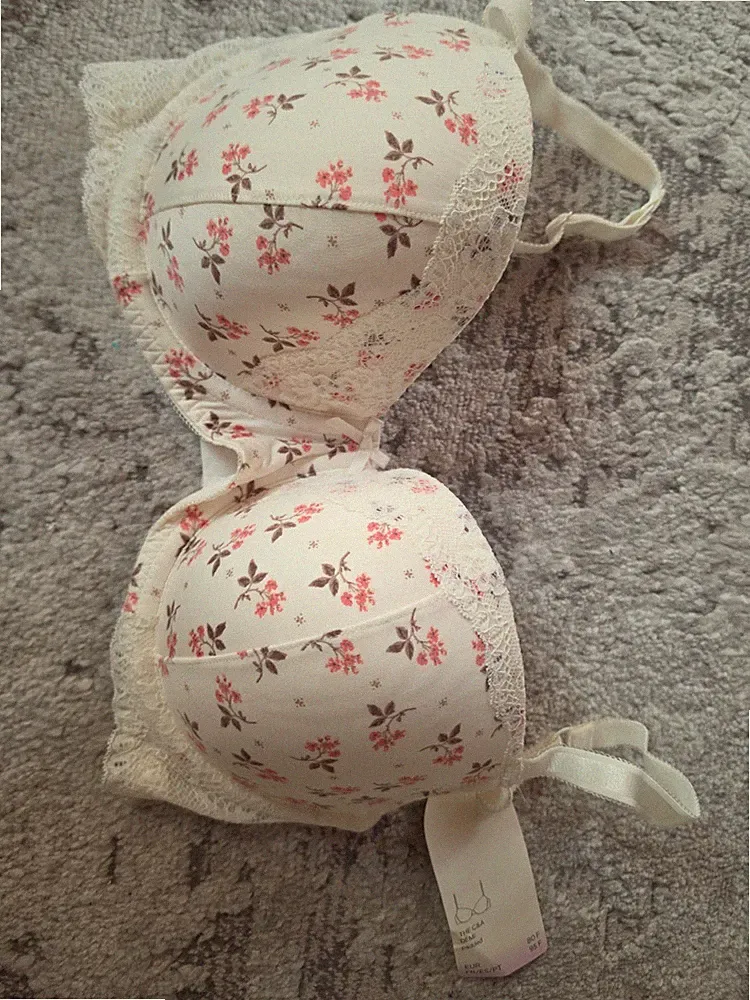 Damen wattierter Bügel BH 80F Cream Geblümt Neu Von C&A