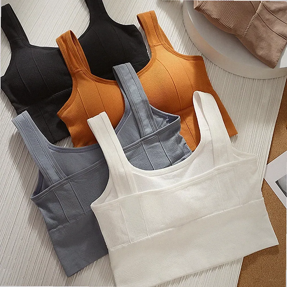 Damen Yoga Sport BH mit verstellbarem Rückenverschluss und tiefem V-Ausschnitt