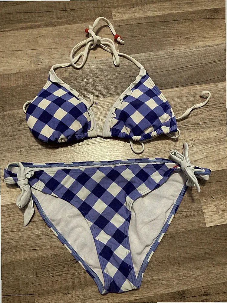 DamenBikini,Gr. 38/40, Triangel BH+Slip, blau/weiß, Otto,push up