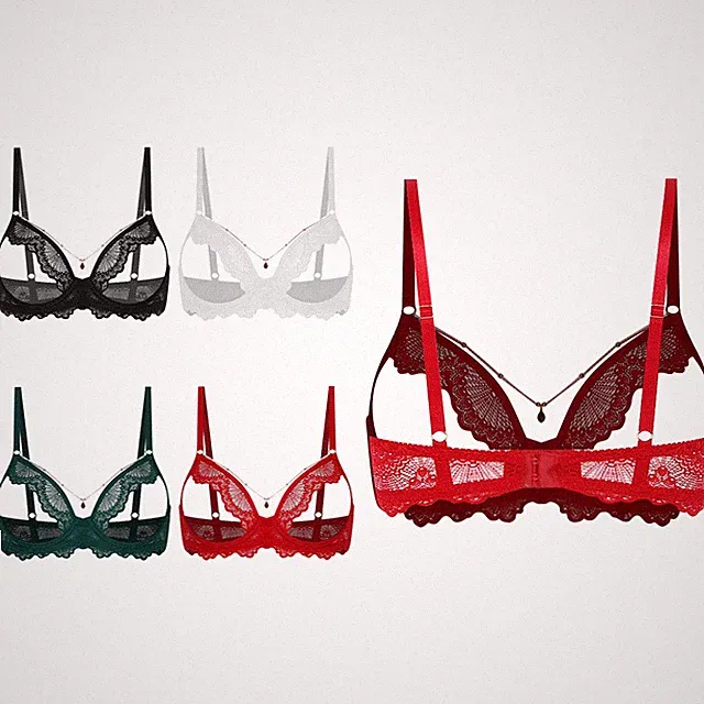 DE BH Offen Brust Damen Push Up Bügel BH Spitzen Unterwäsche Hollow Out Dessous