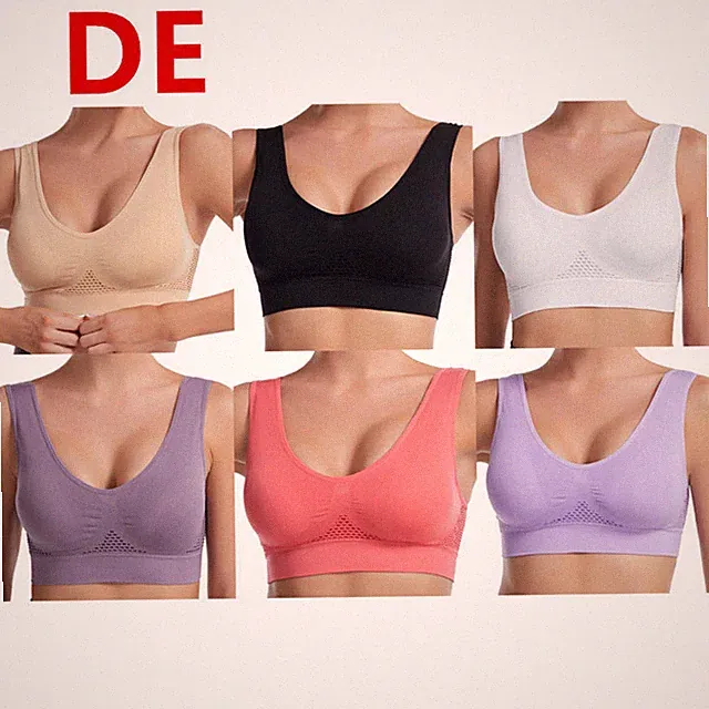DE Damen Bra Sport Push Up BH Bügel Bustier Fitness Laufen Tops Oberteil
