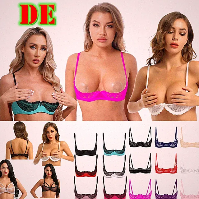 DE Damen Bügel BH Spitze Hebe Dessous Bra Offene Brust Bralette Sexy Unterwäsche