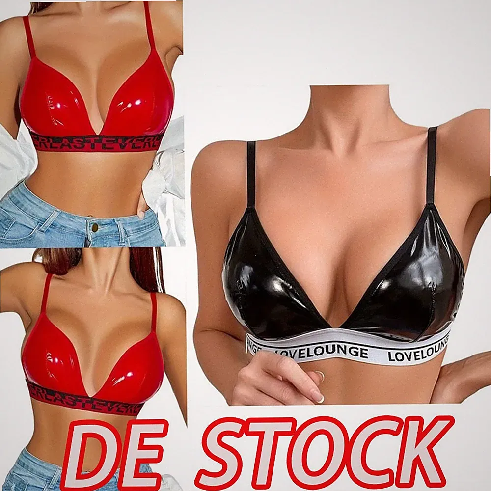 DE Damen Wetlook Bh Push Up Bh Triangel Bra Mit Bügel Negligee Bralette Bustier