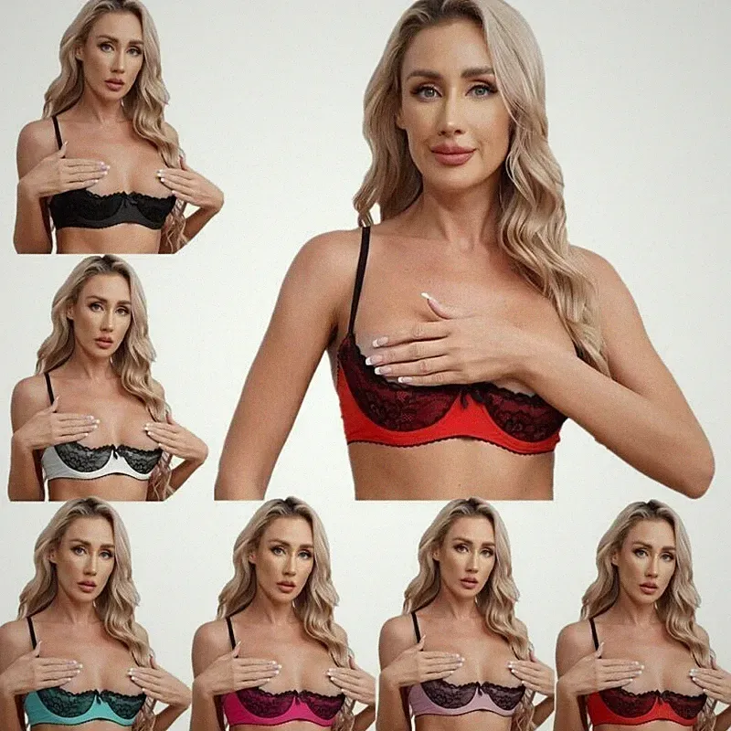 DE Frauen Halb Cup Spitze Balconette BH Underwire Ungefüttert Unterwäsche Top