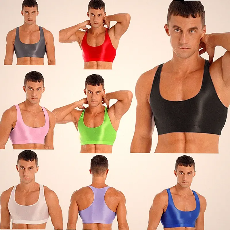 DE Männer Crop Tank Tops Bauchfrei Unterhemd Sport BH Weste Ärmellos Muskelshirt