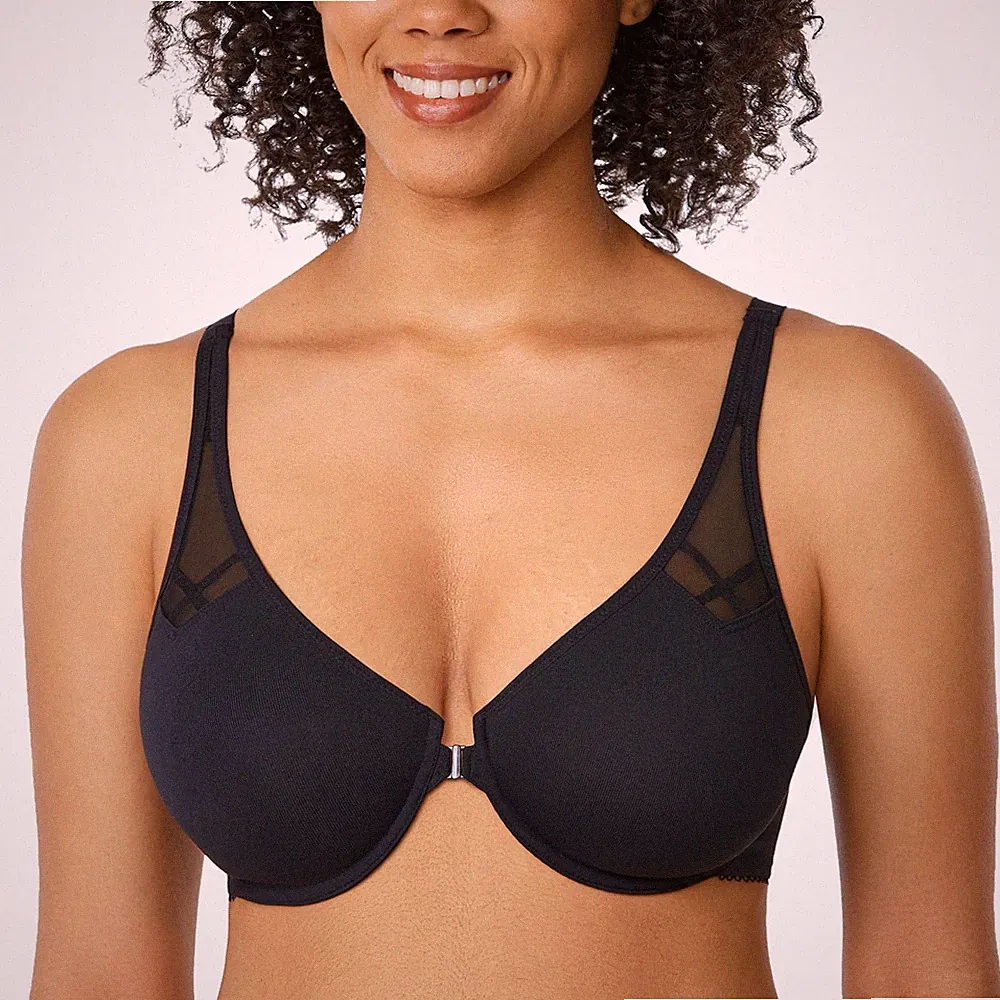 Delimira Damen BH mit Frontverschluss Bügel ungefüttert Racerback Übergröße BH