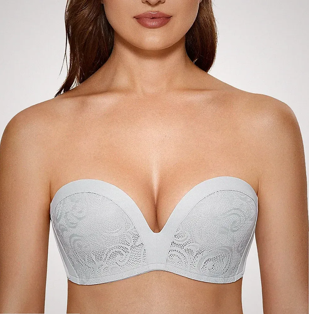 Delimira Damen Bügel Stütze leicht gepolstert Spitze trägerlos 36DD