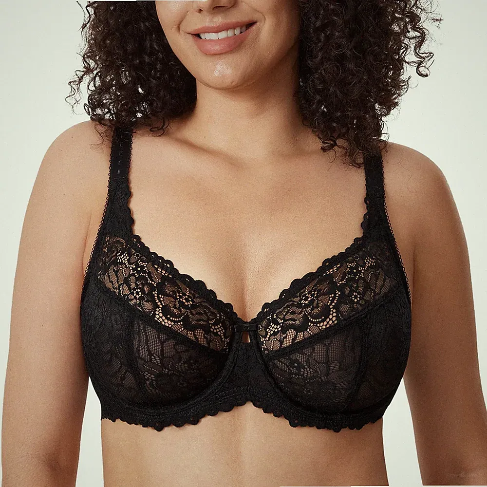 Delimira Damen Plus Size BH Full Coverage Minimizer ungepolstert 38DD, schwarz