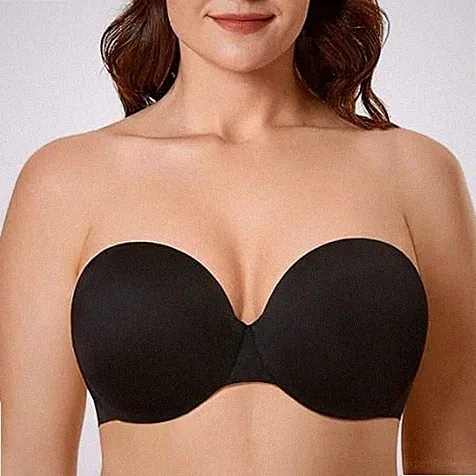 DELIMIRA🌺Schwarzer Multiway Bügel Glatt Unsichtbar Trägerlos BH 🌺42DD #28