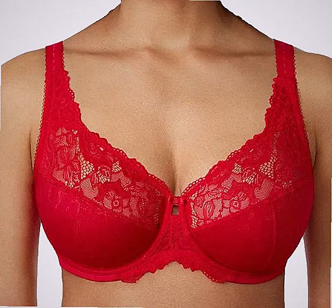 Delimira weinroter BH 36C Bügel Minimizer ohne Polsterung halbtransparent Spitze hübsch