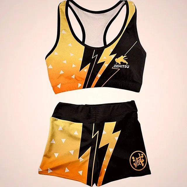 Demon Slayer Anime Sport BH Top Fitness Kurze Sporthosen Shorts Set Polyester