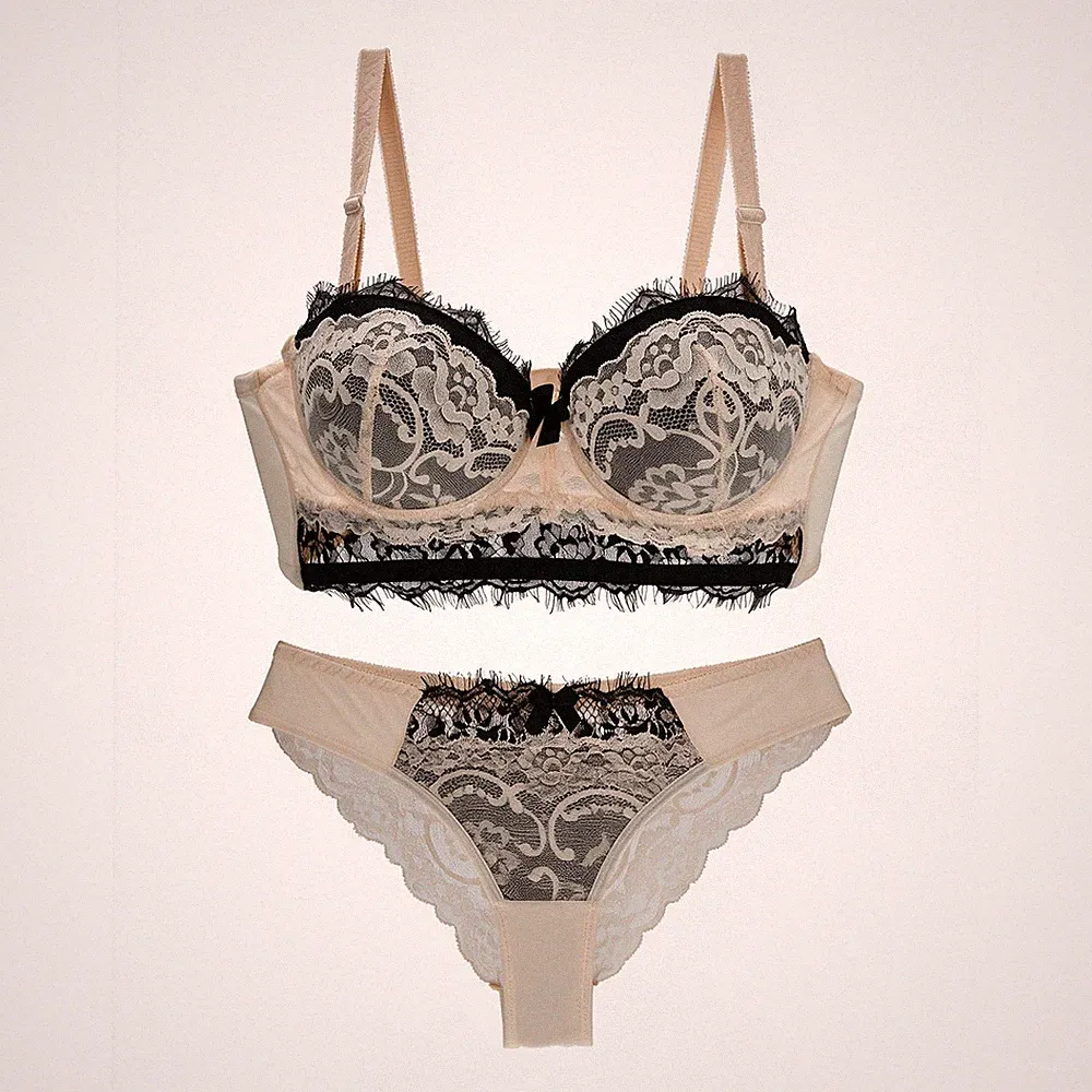 Dessous Set Spitze - Push-Up Effekt Mützen A-H Farbe wählbar Damen