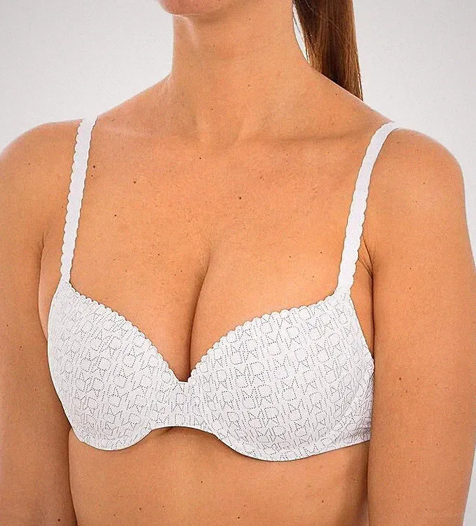 DIM Mädchen Sport Micro Bralette T-Shirt Cups mit Büge BH weiß, Muster Gr.70 A ✅