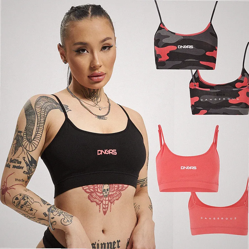 DNGRS Dangerous Bra Trust Sport-BH Sportswear Logo-Print Camouflage Unterwäsche