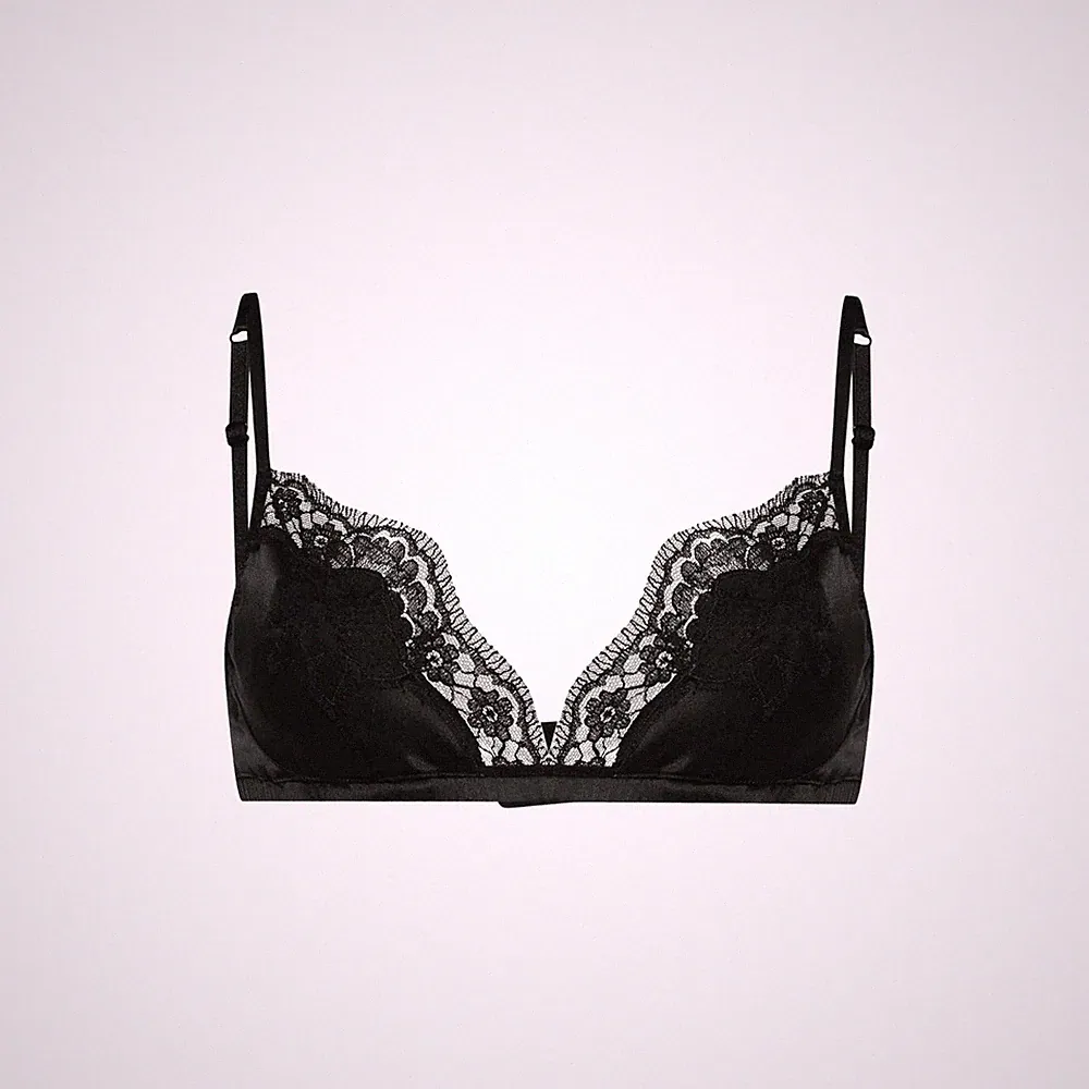 DOLCE & GABBANA Damen Seide Rggsno BH Bralette Schwarz Spitze Größe 2XL UVP 233