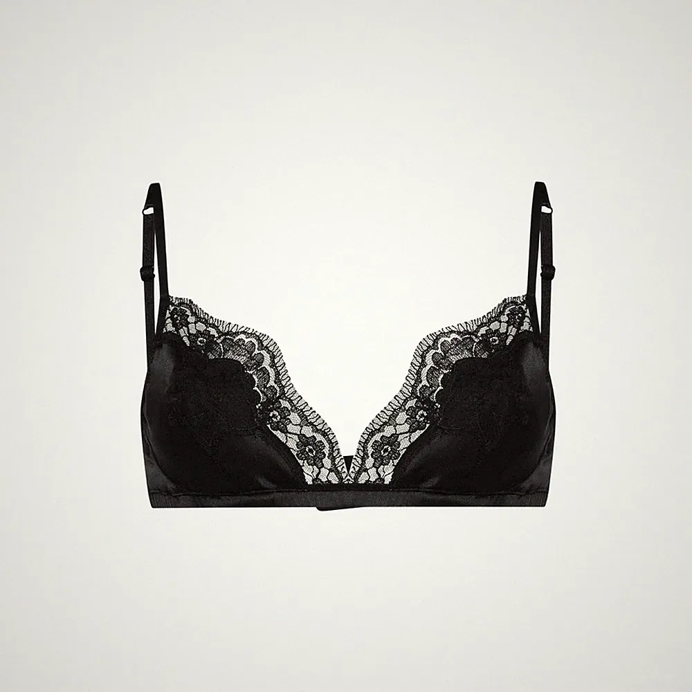DOLCE & GABBANA Damen Seide Rggsno BH Soft Cup Schwarz Spitze Größe L UVP 233
