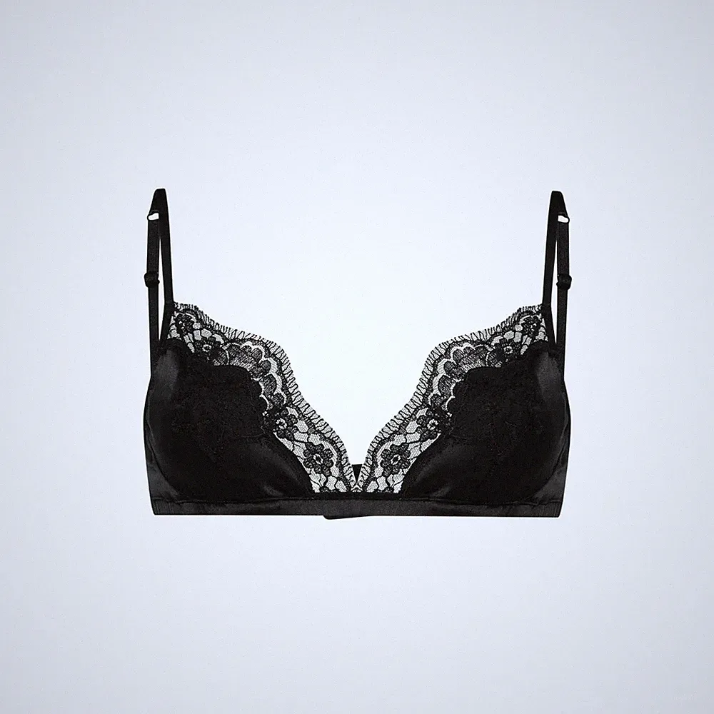 DOLCE & GABBANA Damen Seide Rggsno BH Soft Cup Schwarz Spitze Größe S UVP 233