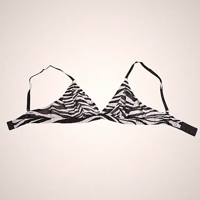DOLCE & GABBANA Underwear Black White Zebra Print Sheer Mesh Bralette IT2/S $...