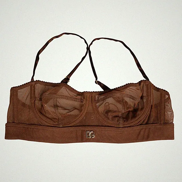 DOLCE & GABBANA Underwear Brown DG Logo Nylon Mesh Balconette BH IT2 / S 450usd