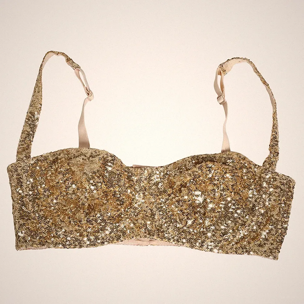 DOLCE & GABBANA Underwear Gold Pailletten Semi-Pad Bügel BH IT5 / XL 900usd