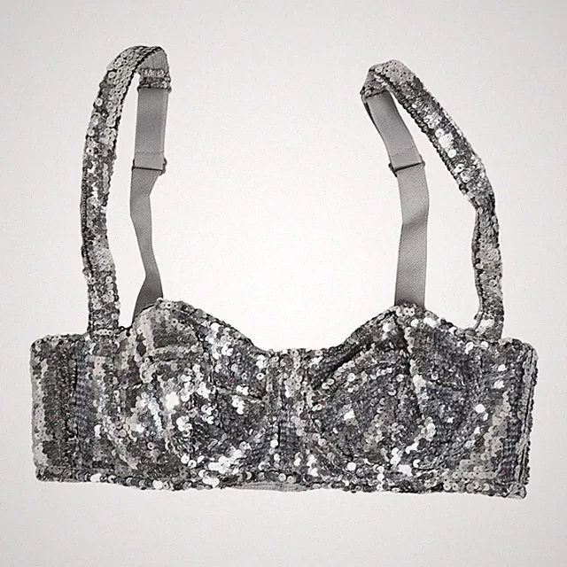 DOLCE & GABBANA Underwear Silber Pailletten Nyon Balconnet BH IT2/S UVP 520usd