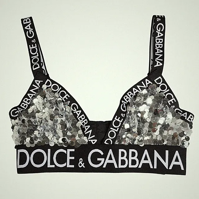 DOLCE & GABBANA Underwear Silber Pailletten Triangel Softschalen BH IT2 / S