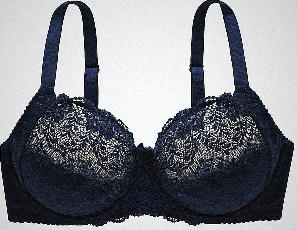 DORINA Curves, D 15006, Philippa, Bügel-BH, Jacquard + Spitze, stützend, blau