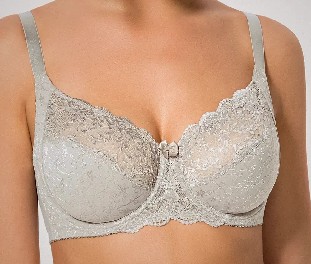 DORINA Curves, D 15006, Philippa, Bügel-BH, Jacquard + Spitze, stützend hellgrau