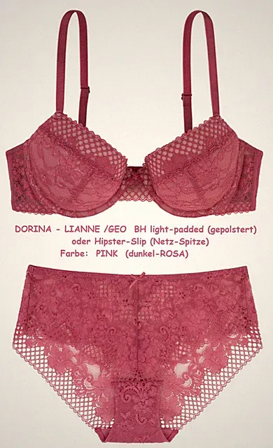 🍀🍀🍀DORINA LIANNE Spitze pink Formbügel-BH leicht gepolstert Hipster Slip