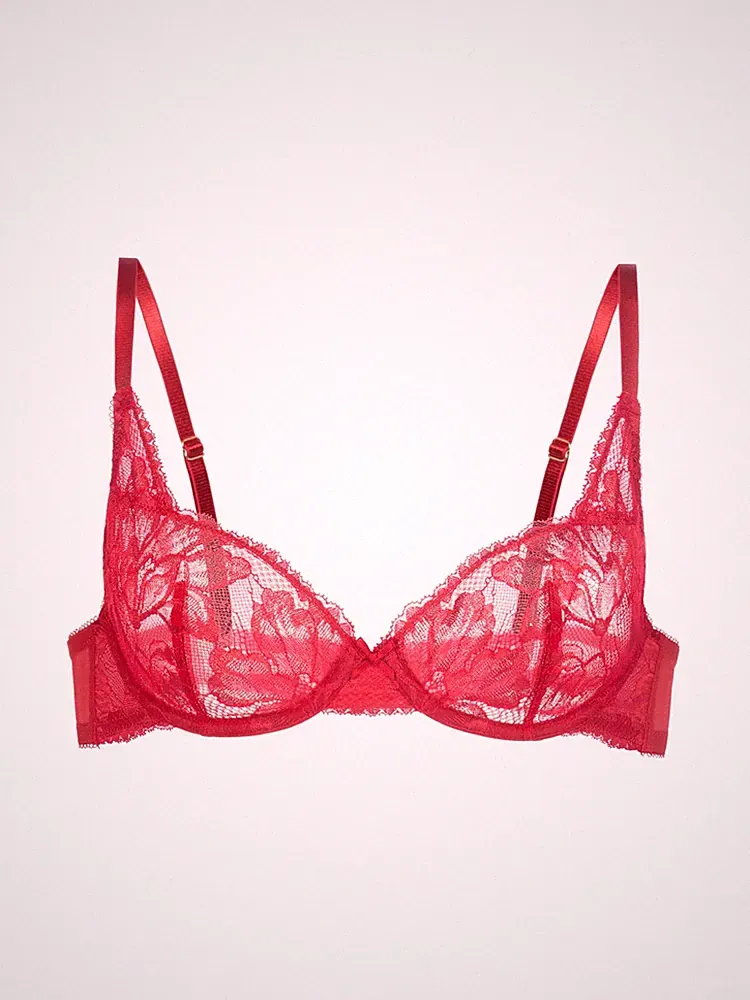 Dorina Plunge-BH Ungefüttert Bügel Rot 75B Konturiert Verstellbar Lace