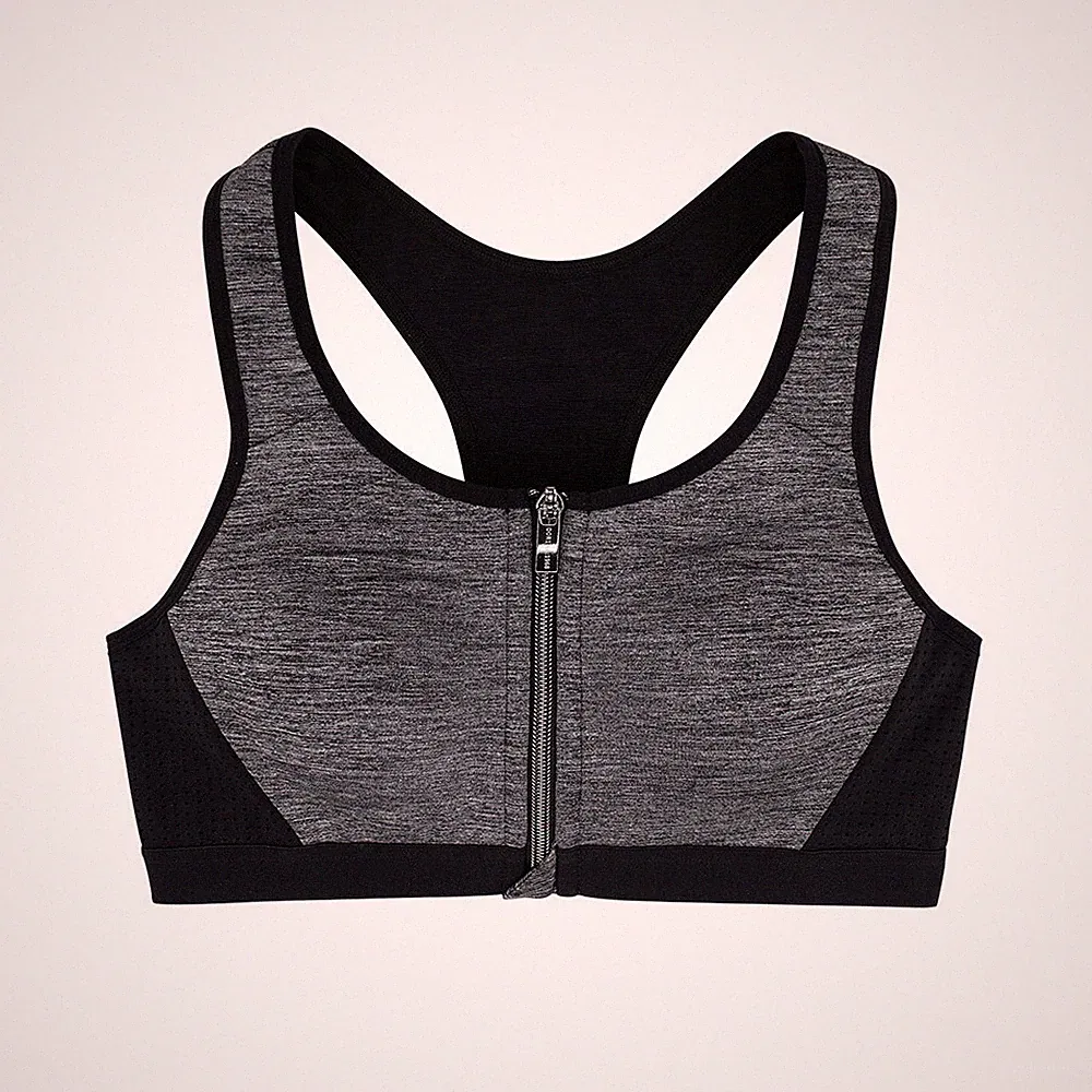 🍀🍀🍀 DORINA Sport-BH Racerback grau schnell trocknend Zipper/Reißverschluss