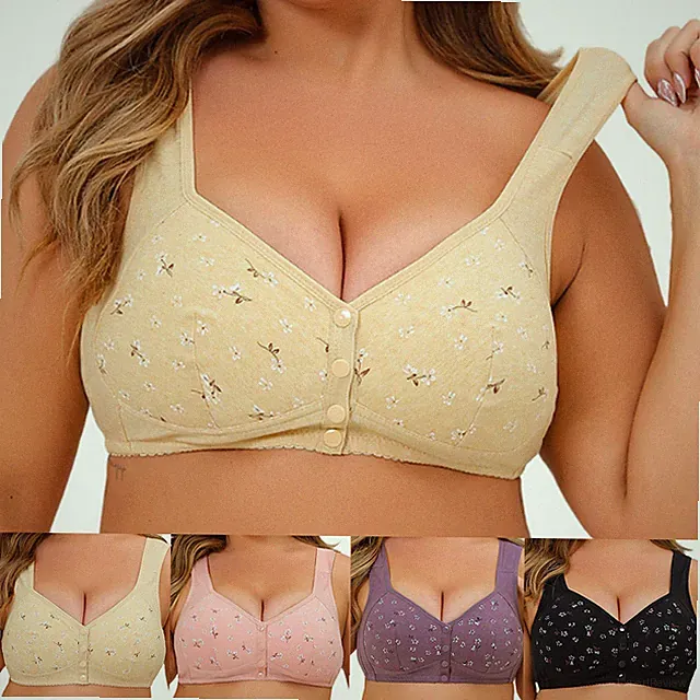 Drahtlose Bhs Push-Up-Bralette Aus Vollbaumwolle Mit Vorderverschluss Für Damen