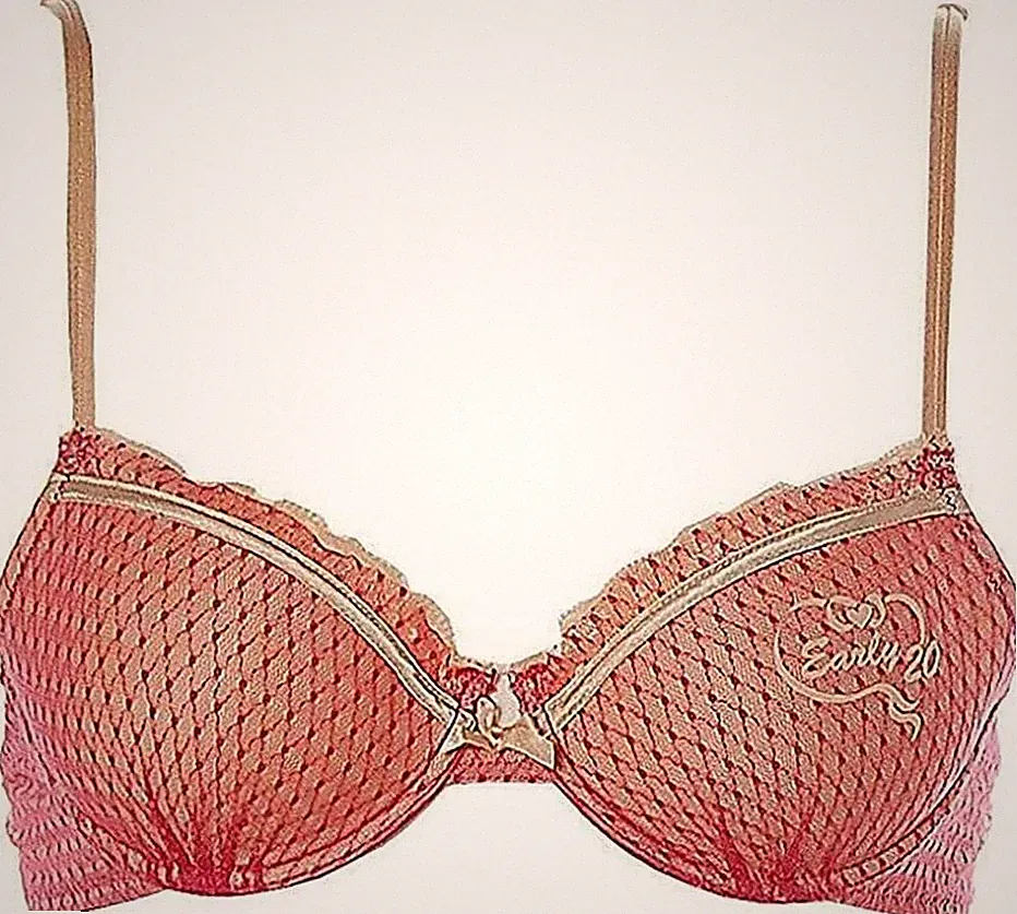 Early 20 Damen Design Push Up BH Apricot Rot Gold Bedruckt Apricot 75 Cup B K15