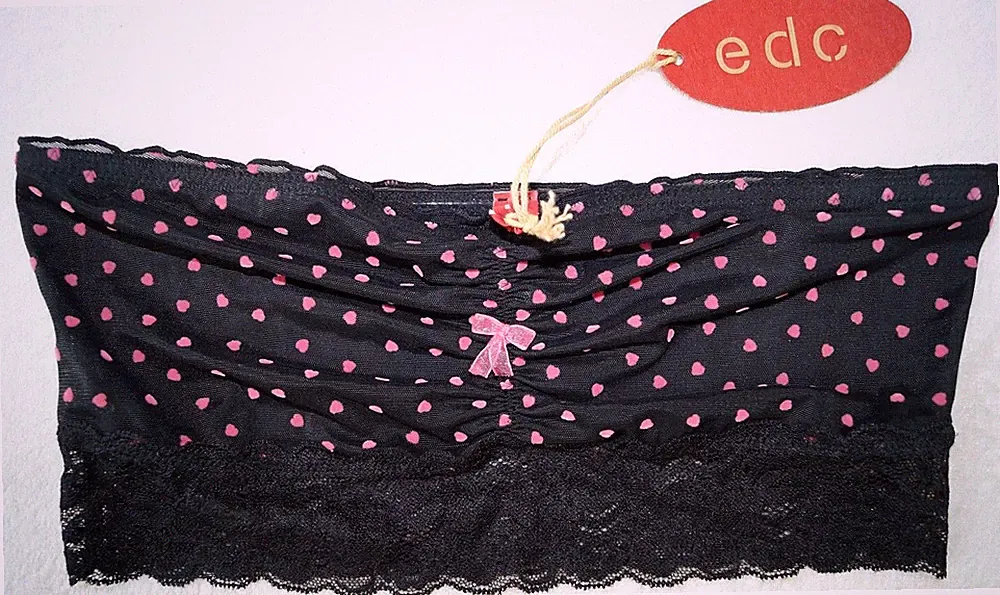 edc by ESPRIT Bandeau-BH mit Spitze Gr. 36, 40 schwarz rosa Herzen 17,99 € NEU