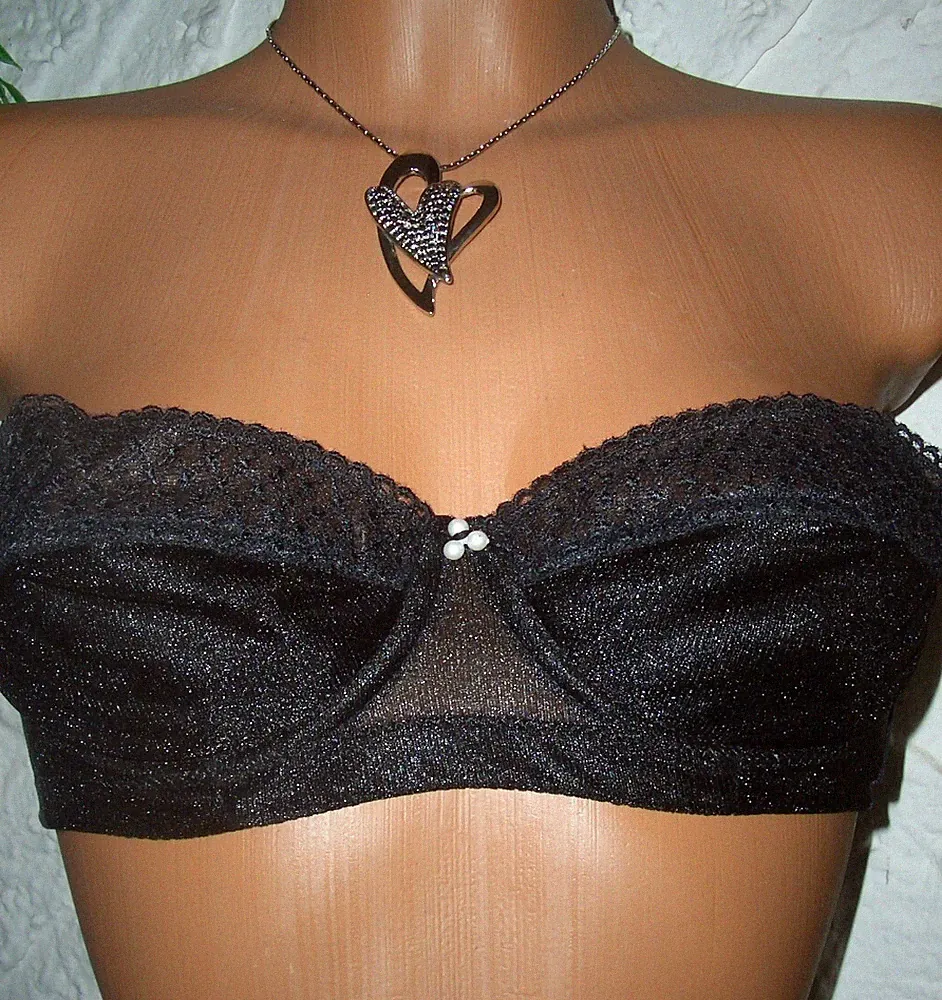 Edler trägerloser Vintage Pin Up BH von Bolero 75 B schwarz ungetragen! (i65)
