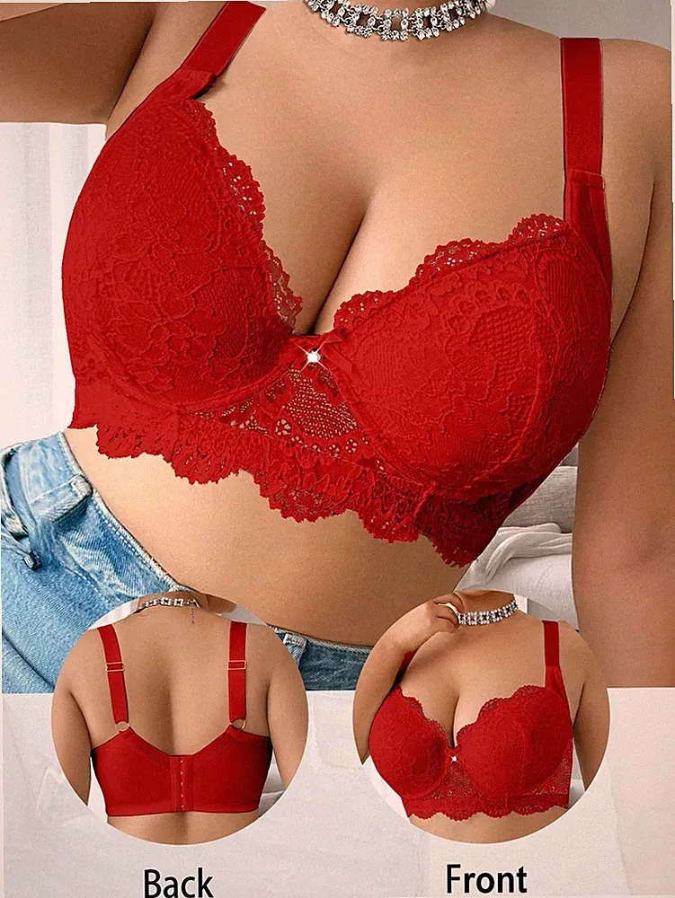 Einfarbiger Spitzen BH für große Größen sexy, bequem und atmungsaktiv Billig24