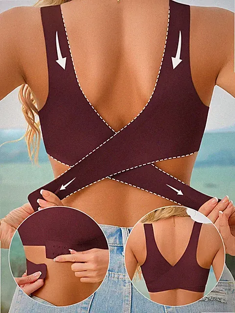 Eleganter Damen Bandeau BH mit Kreuzrücken und Frontverschluss Bequem Billig24