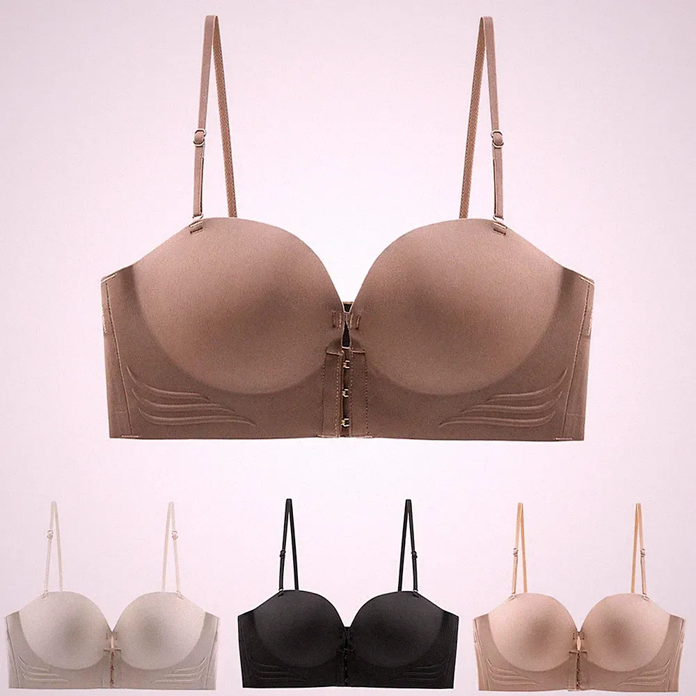 Eleganter Damen Push Up BH Designed mit modischer Knopfleiste Optik vorne