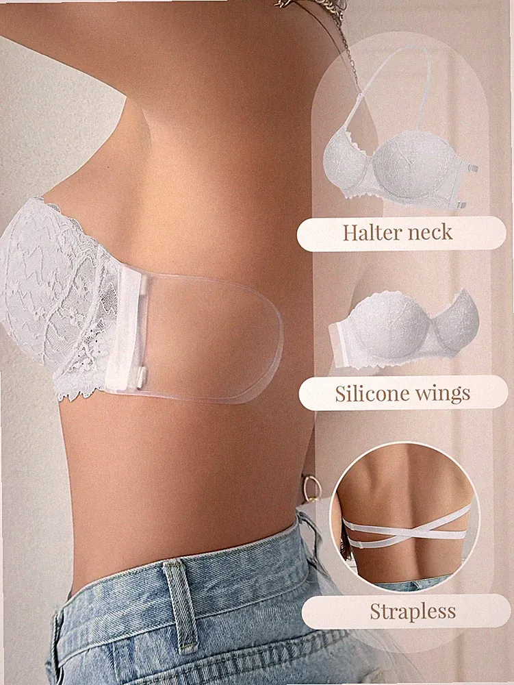 Eleganter Rückenfreier Bügel BH mit Spitze für Frauen Ideal für kleine Billig24