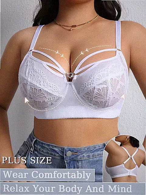 Eleganter Spitzen BH in Weiß für große Größen Sexy Lingerie für Billig24