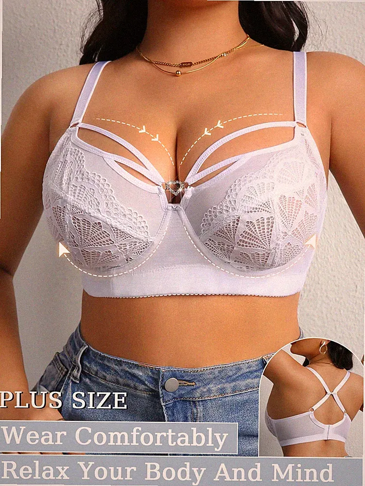 Eleganter Spitzen BH in Weiß für große Größen Sexy Lingerie für Billig24