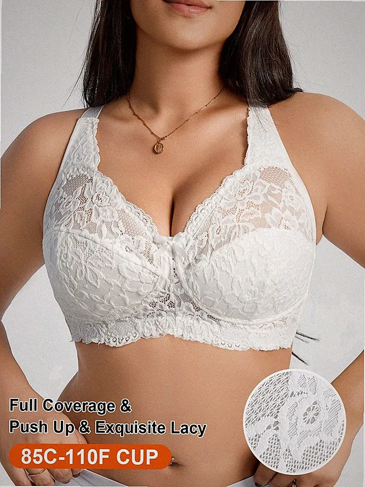 Eleganter Spitzen Patchwork BH für große Größen ohne Bügel und mit Lift Billig24