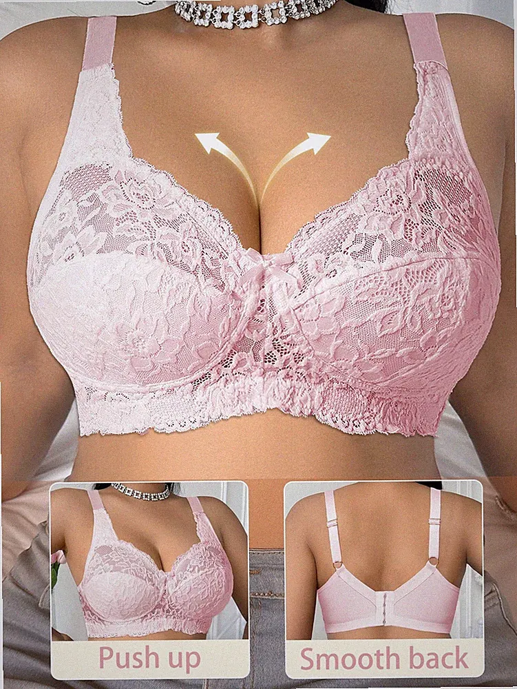 Eleganter Spitzen Patchwork BH für große Größen ohne Bügel und mit Lift Billig24