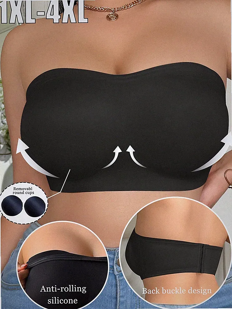 Eleganter Trägerloser Bustier BH für Kurvenreiche in Schwarz Billig24