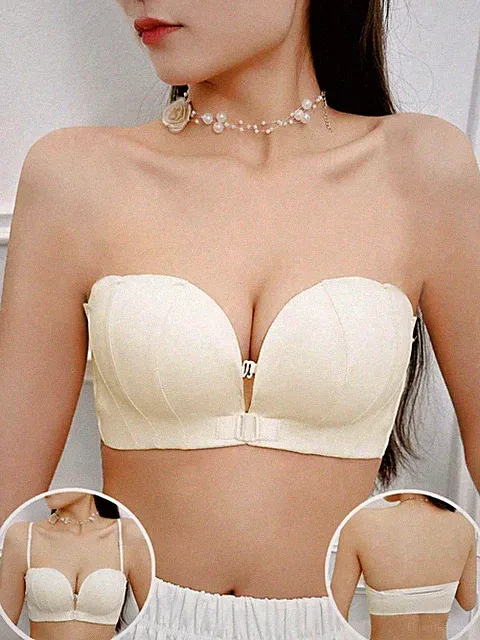 Eleganter trägerloser Push Up BH mit Muscheltext Muster für besondere Billig24